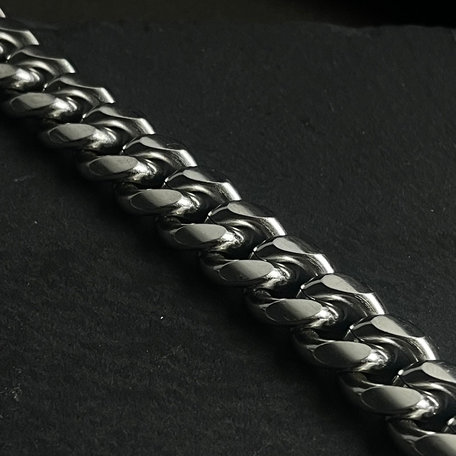 15mm Silver Stainless Steel Curb Link Chain Bracelet For Men