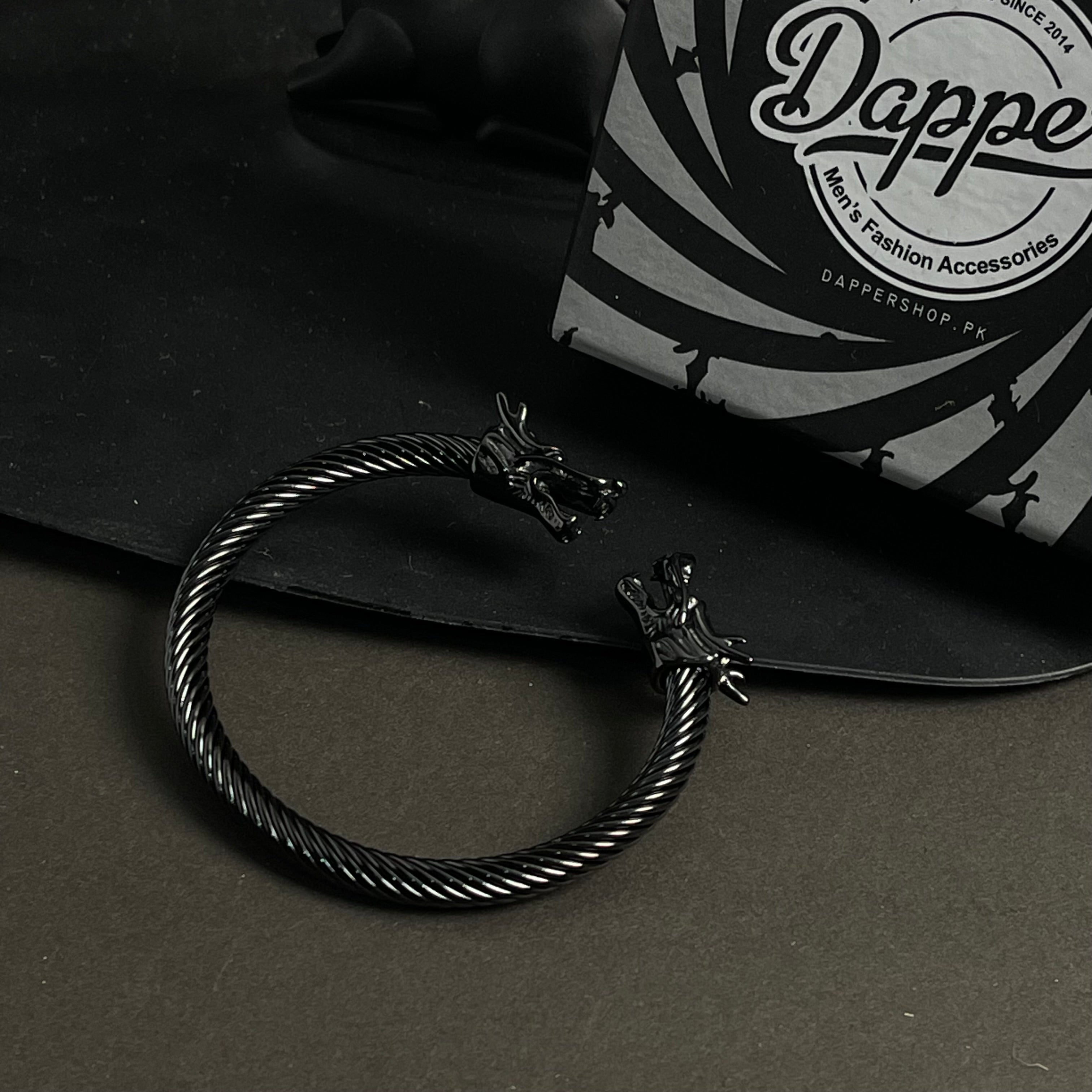 Alpha Dragon Gun Black Steel Bracelet for Men