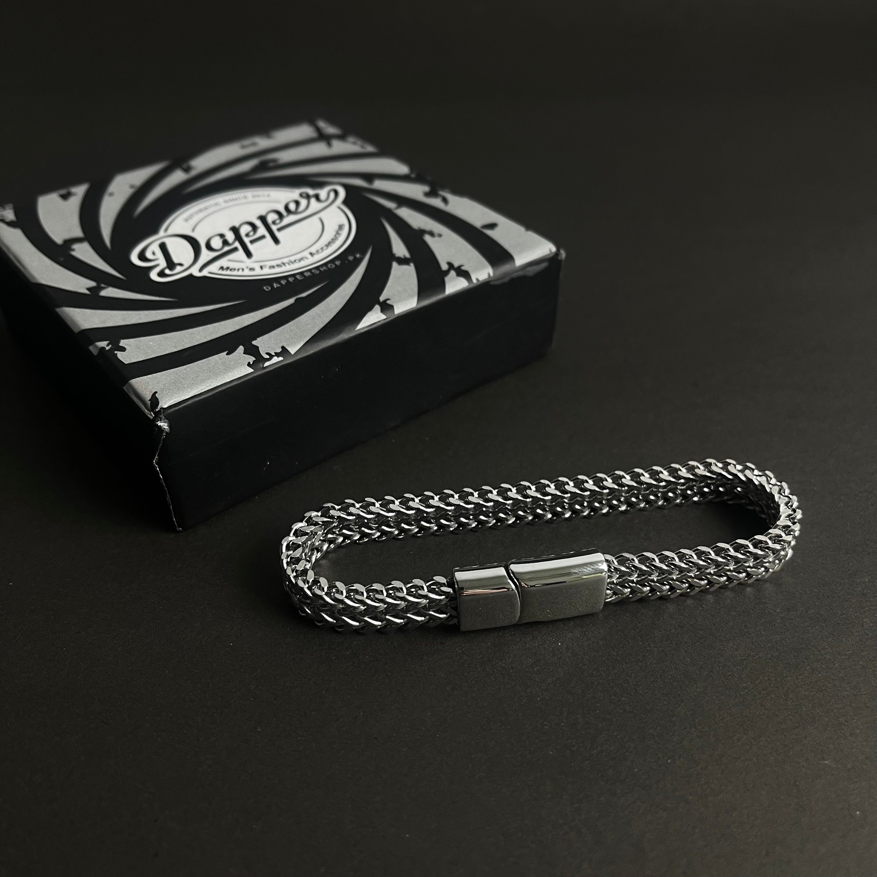 8mm Silver Foxtail Chain Bracelet for Men