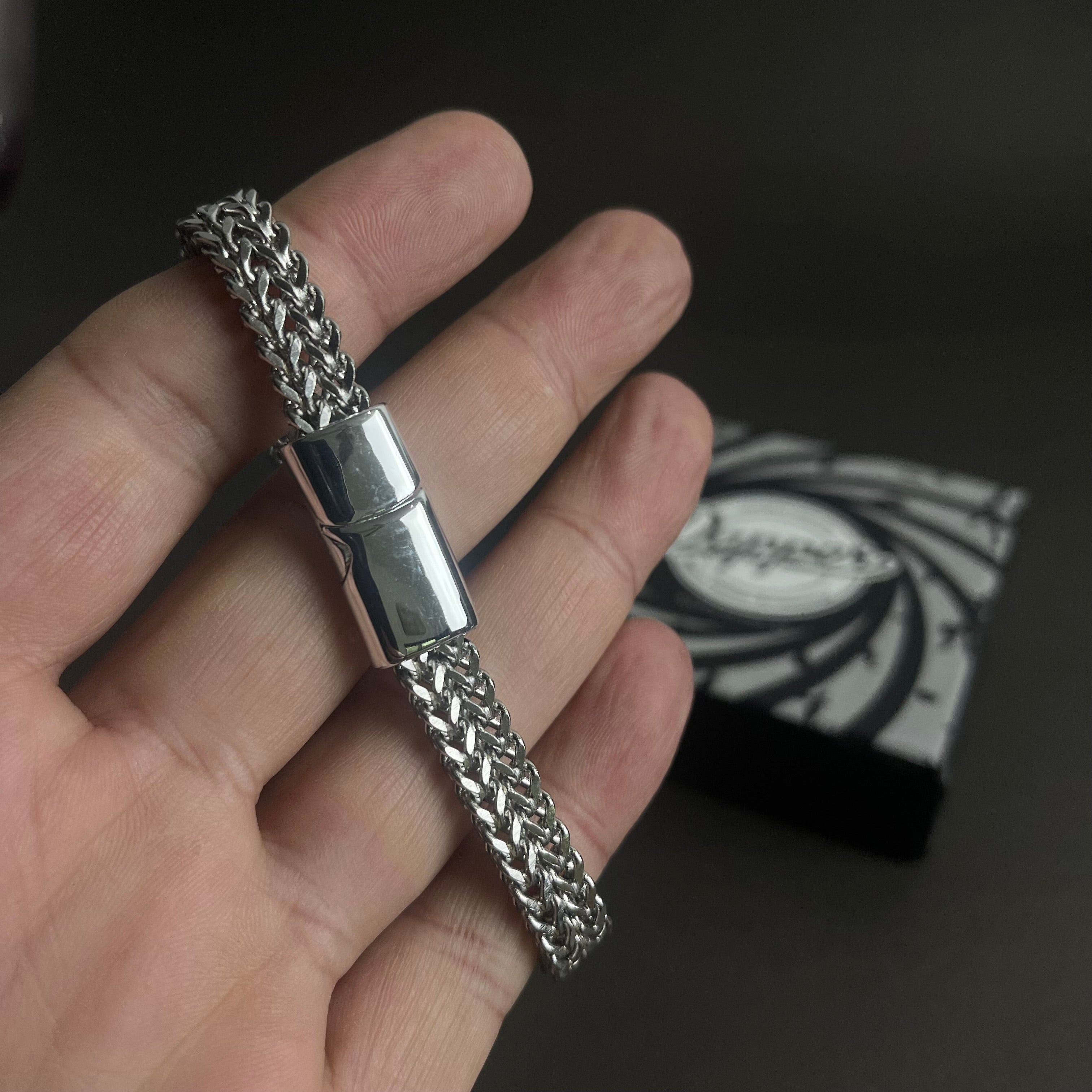 8mm Silver Foxtail Chain Bracelet for Men