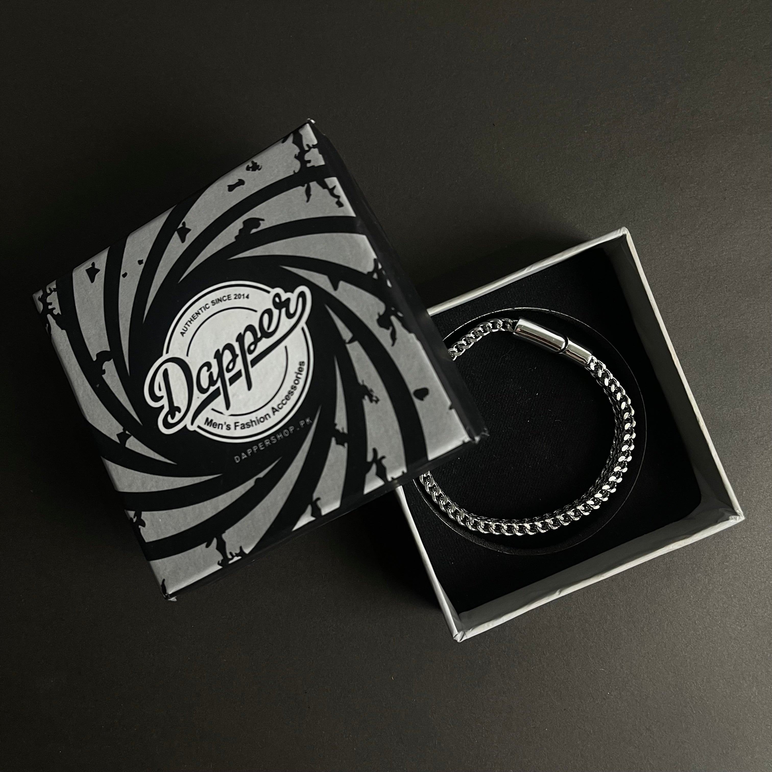 8mm Silver Foxtail Chain Bracelet for Men