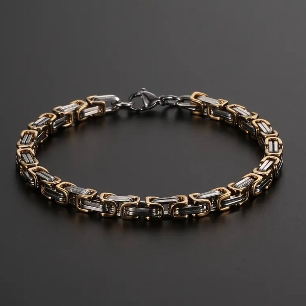 5mm Golden & Silver Byzantine Bracelet For Men