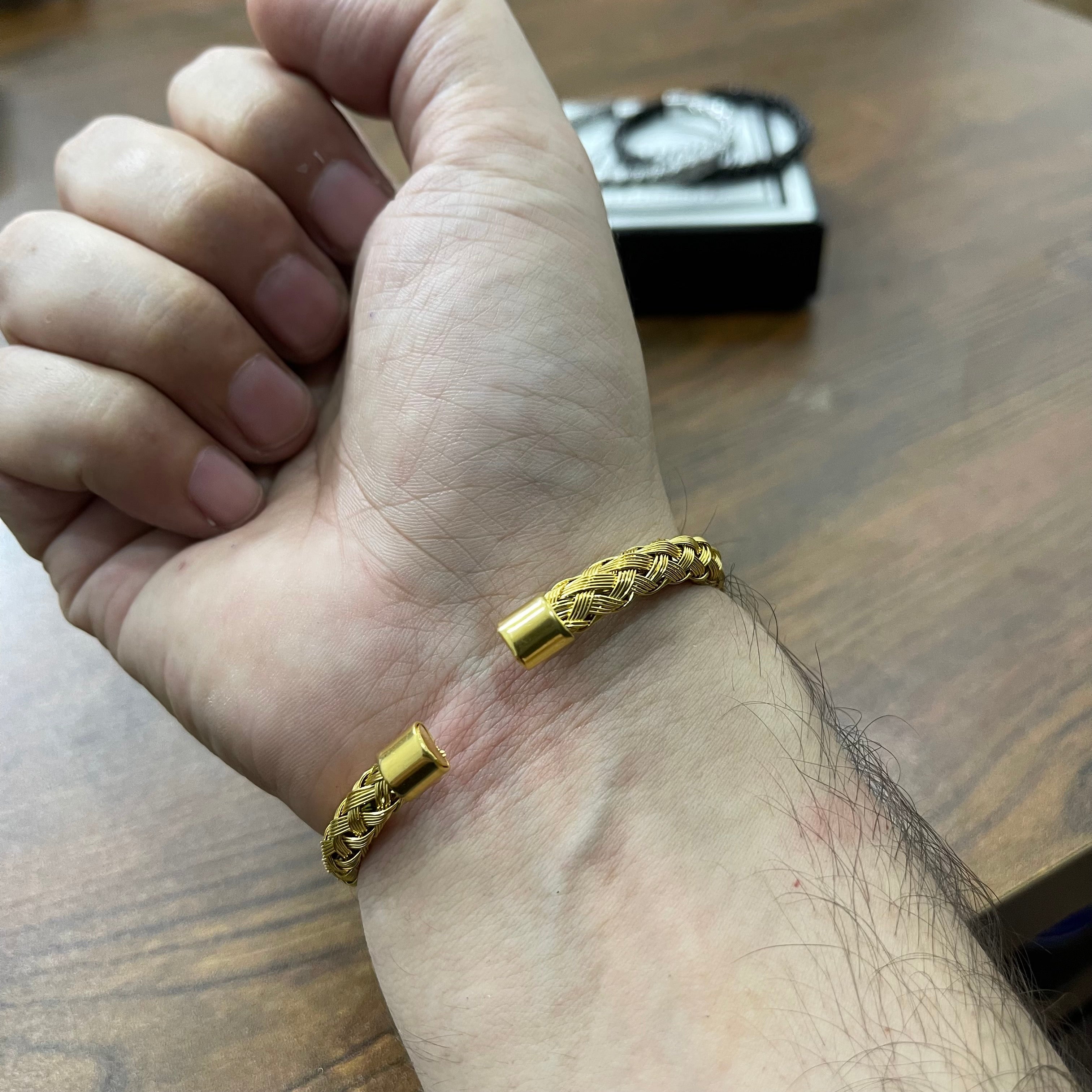 Golden Braided Bangle Kara Bracelets for Men