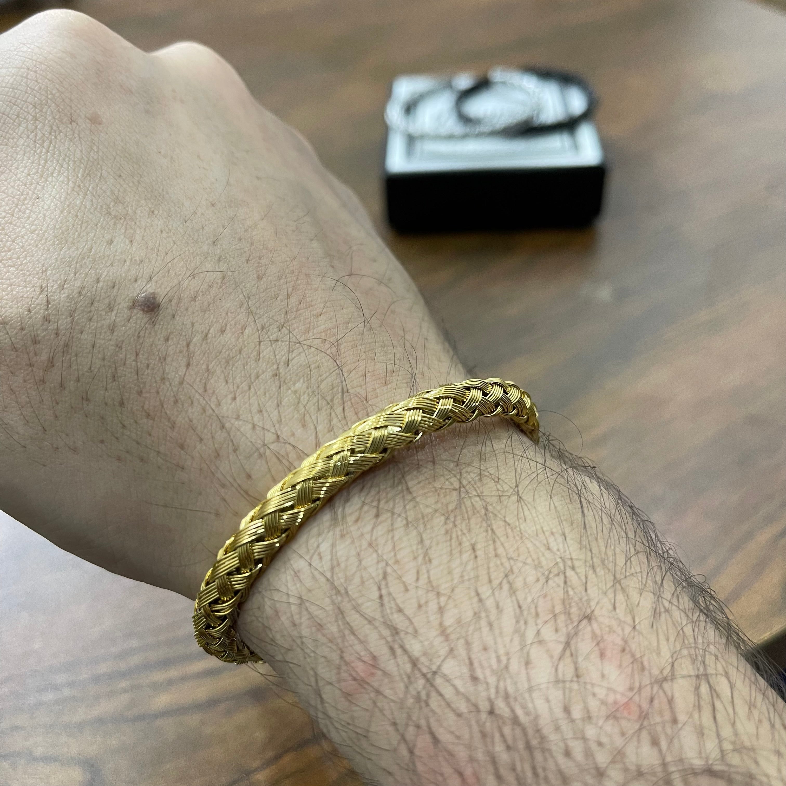 Golden Braided Bangle Kara Bracelets for Men