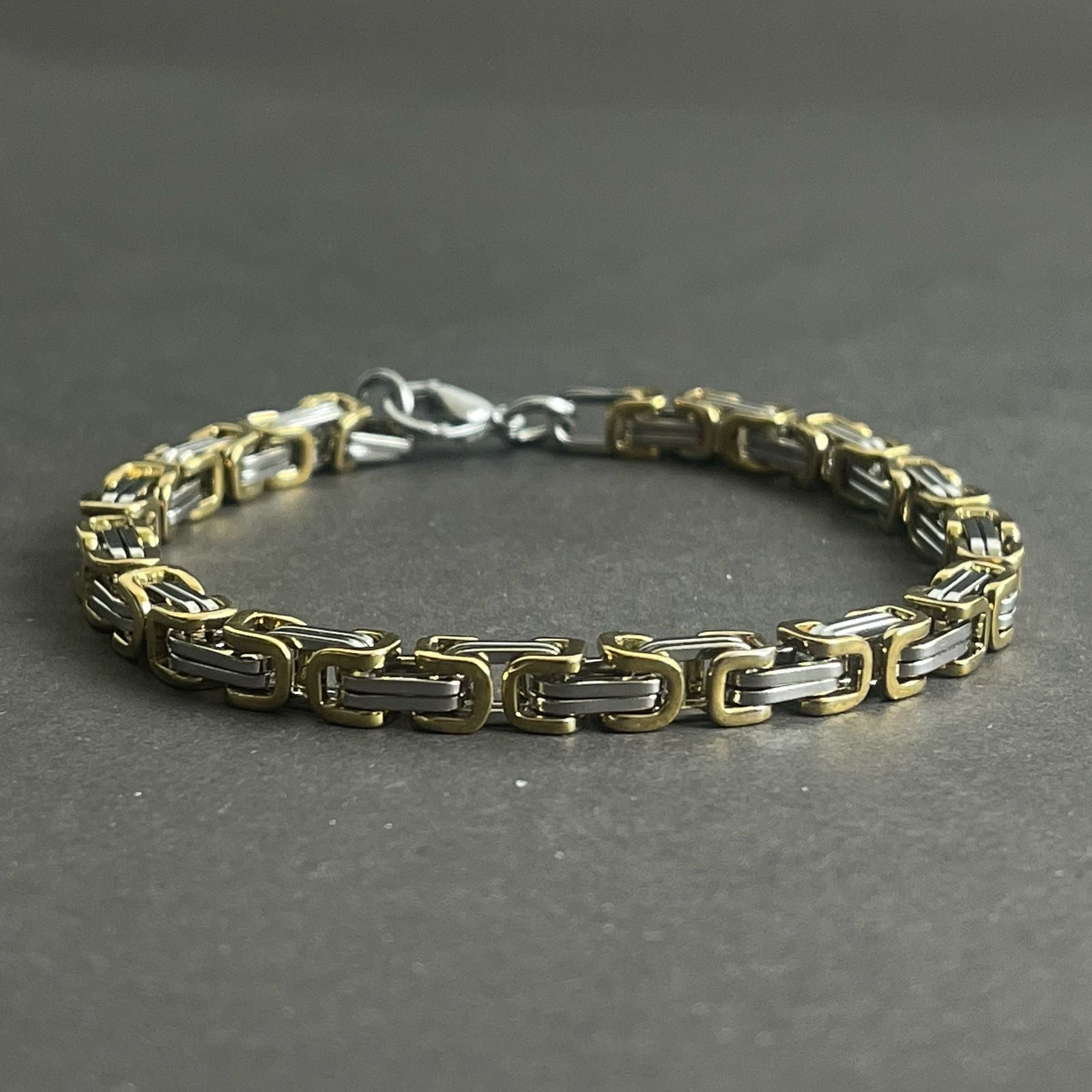 5mm Golden & Silver Byzantine Bracelet For Men