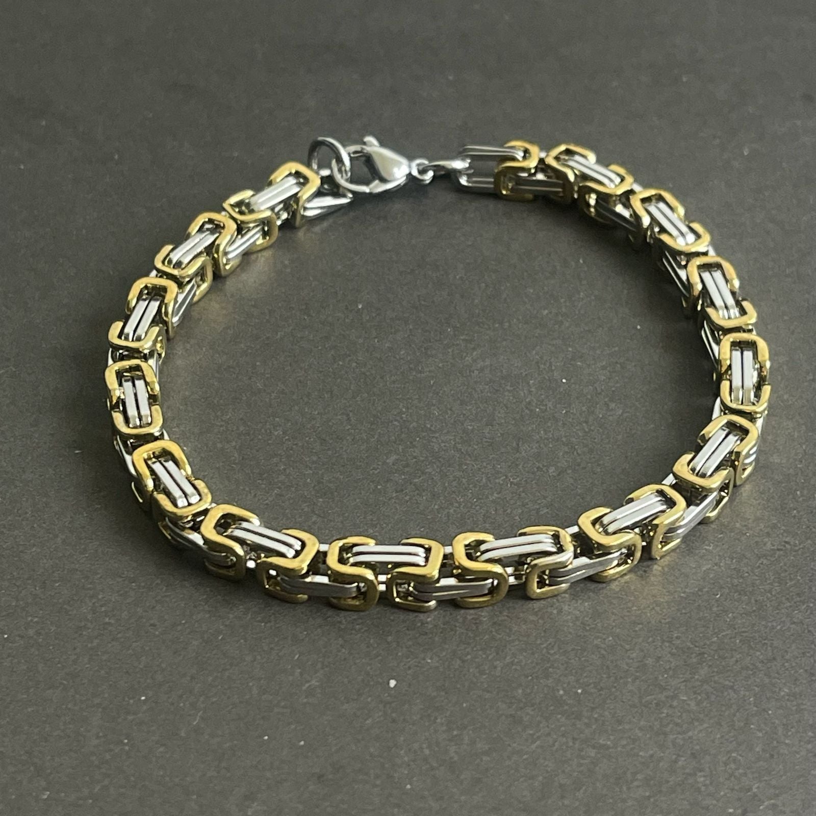 5mm Golden & Silver Byzantine Bracelet For Men