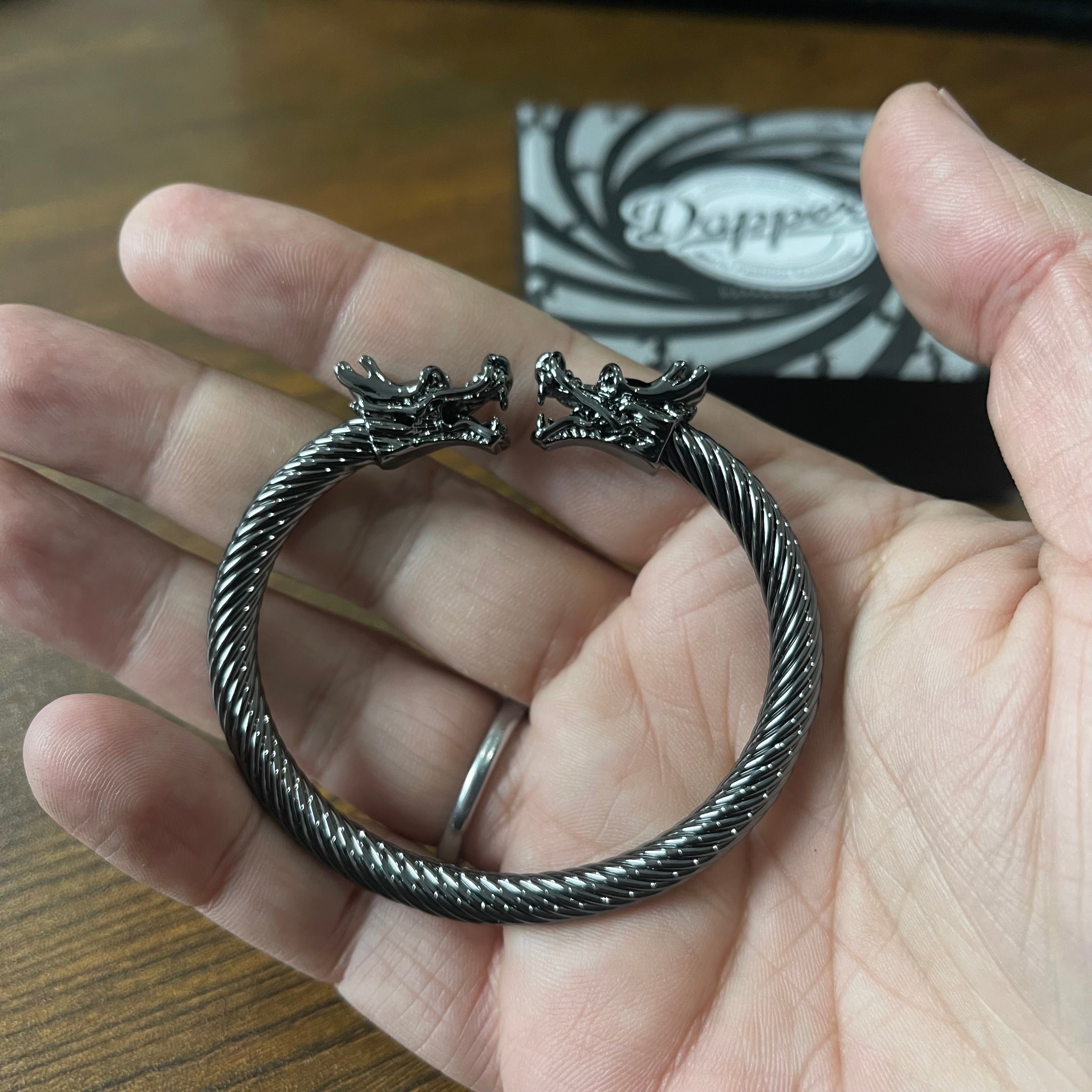 Alpha Dragon Gun Black Steel Bracelet for Men