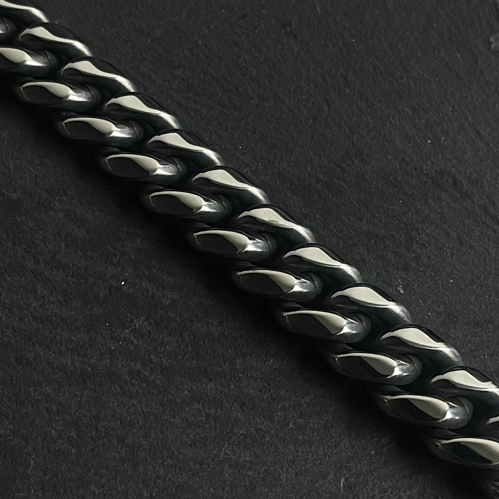 Antique Silver Stainless Steel Curb Link Chain Bracelet For Men