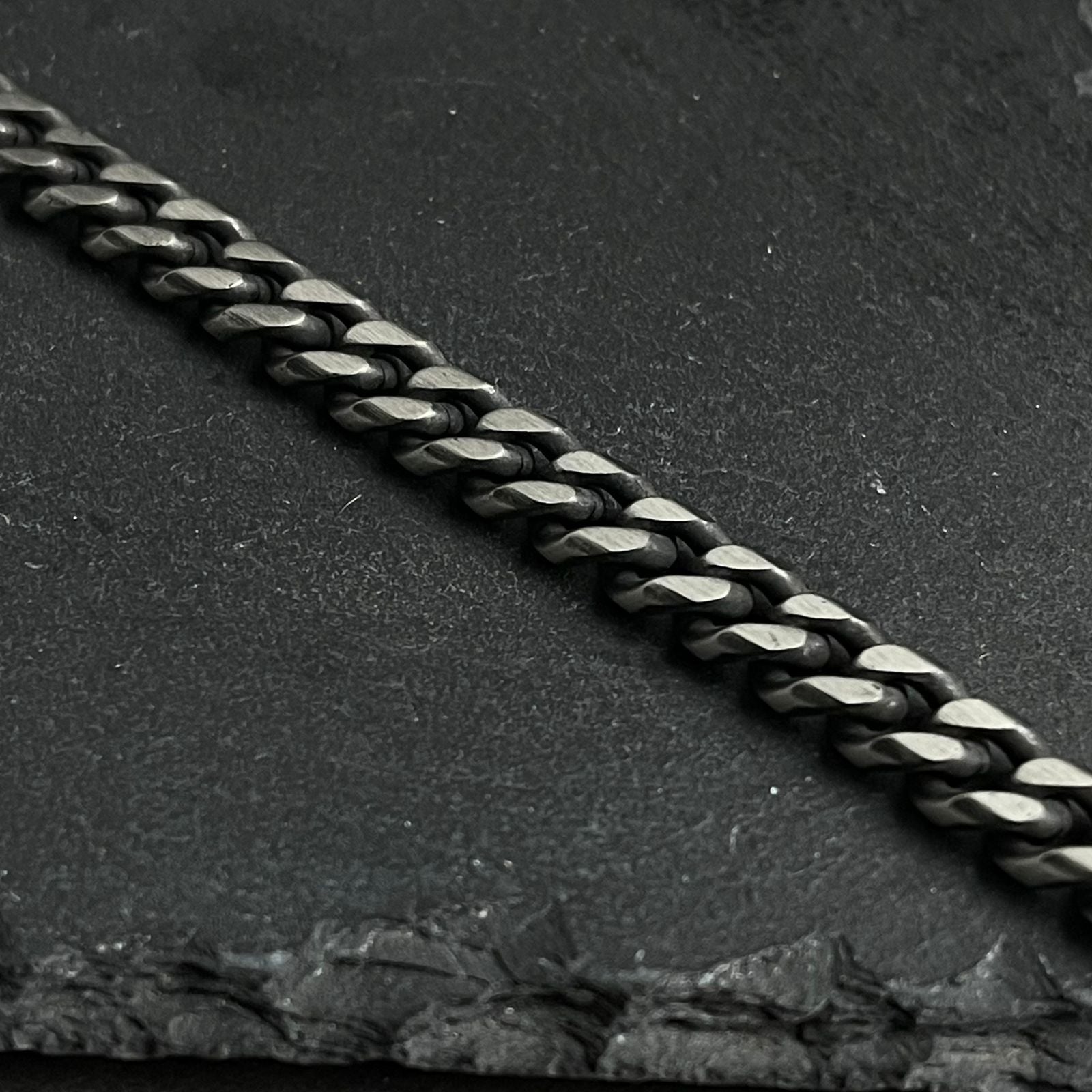 Antique Silver Stainless Steel Curb Link Chain Bracelet For Men 8mm