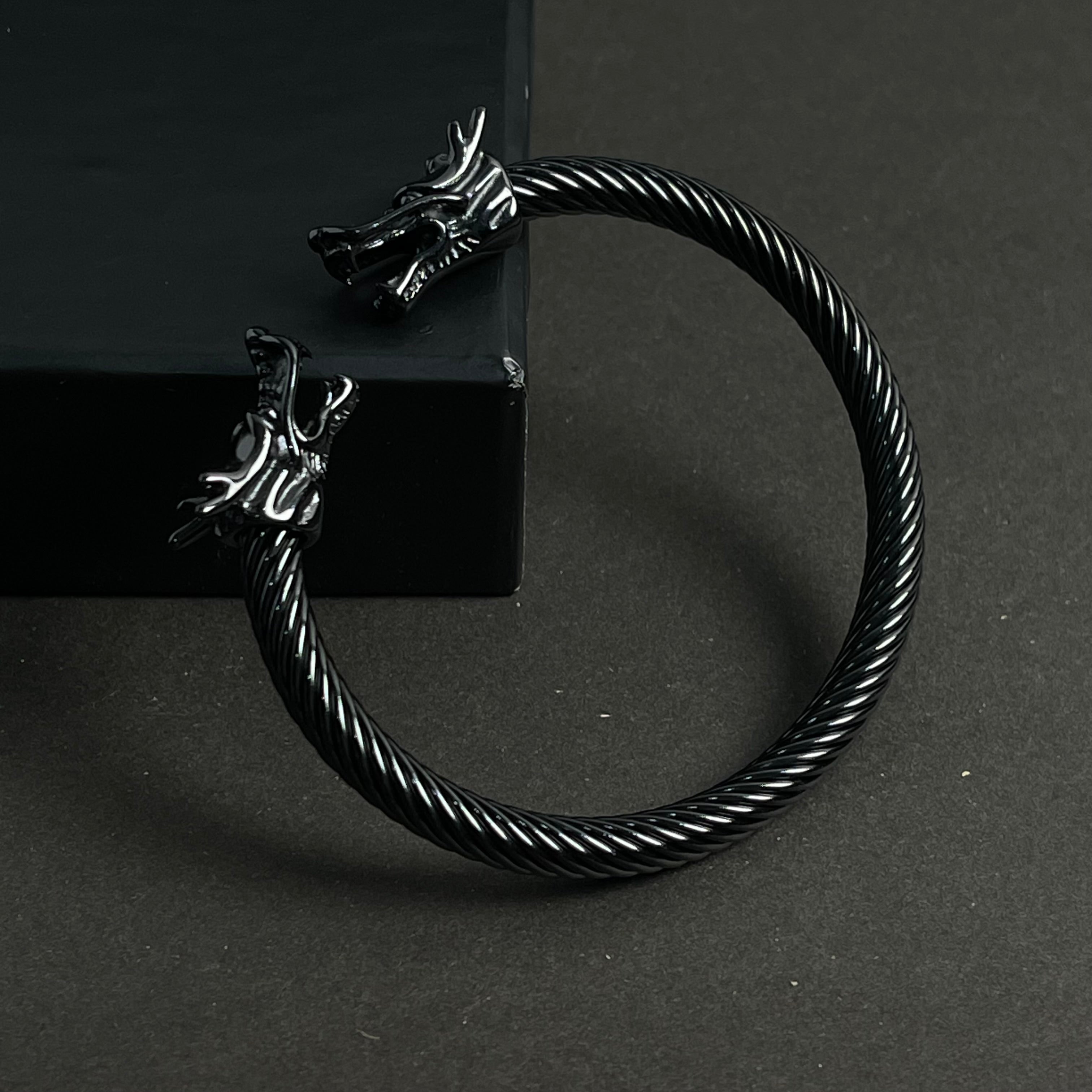 Alpha Dragon Gun Black Steel Bracelet for Men