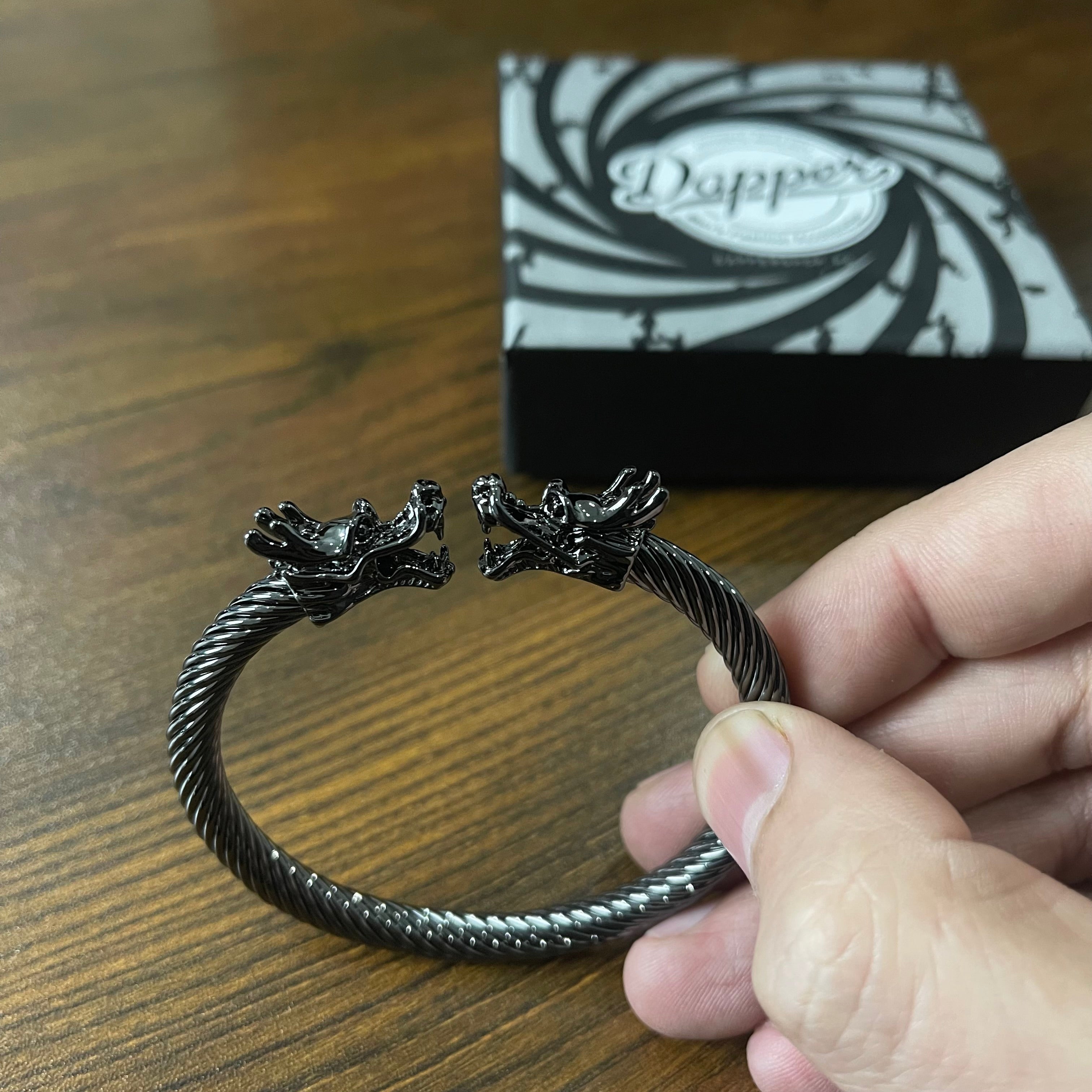 Alpha Dragon Gun Black Steel Bracelet for Men