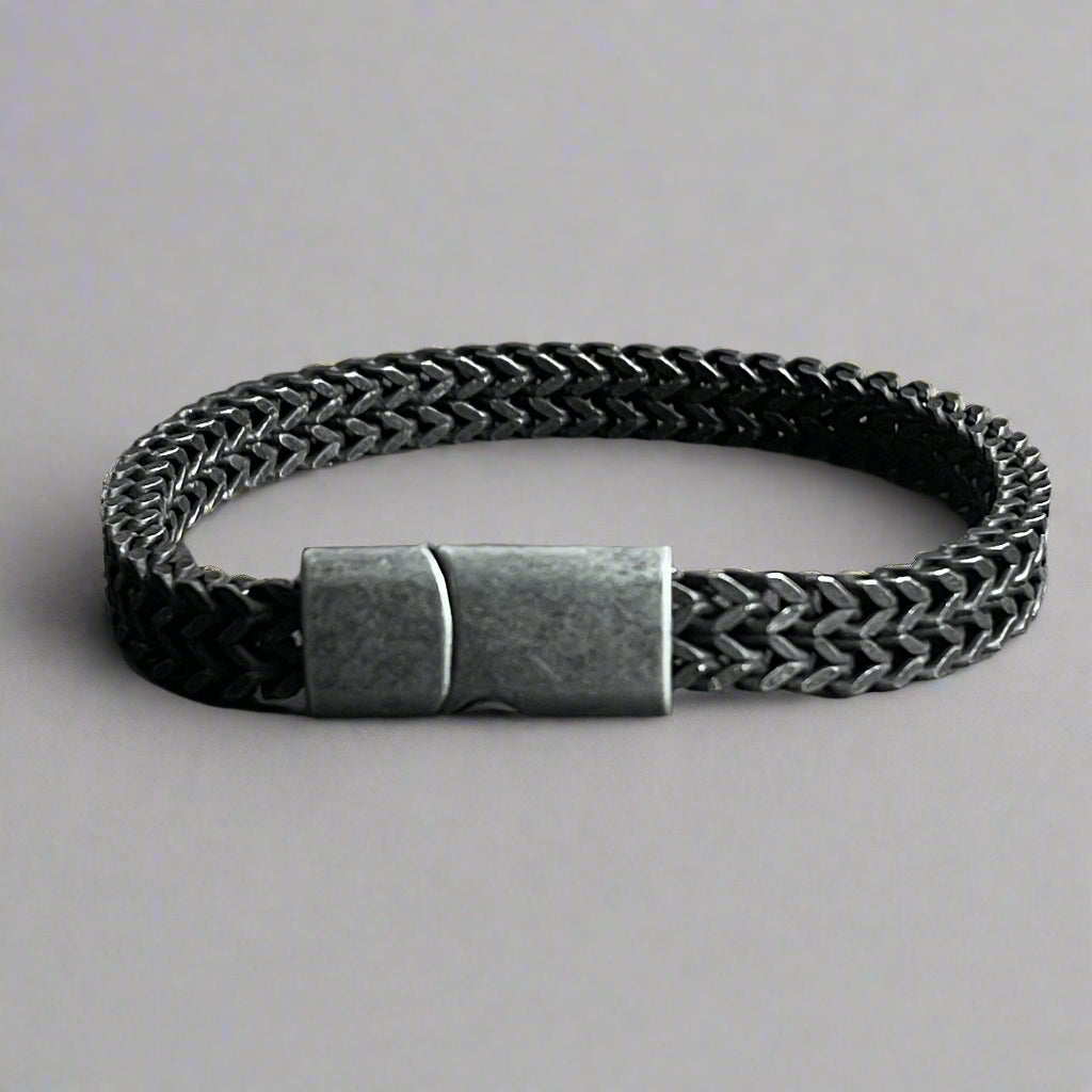 8mm Antique Silver Foxtail Chain Bracelet for Men
