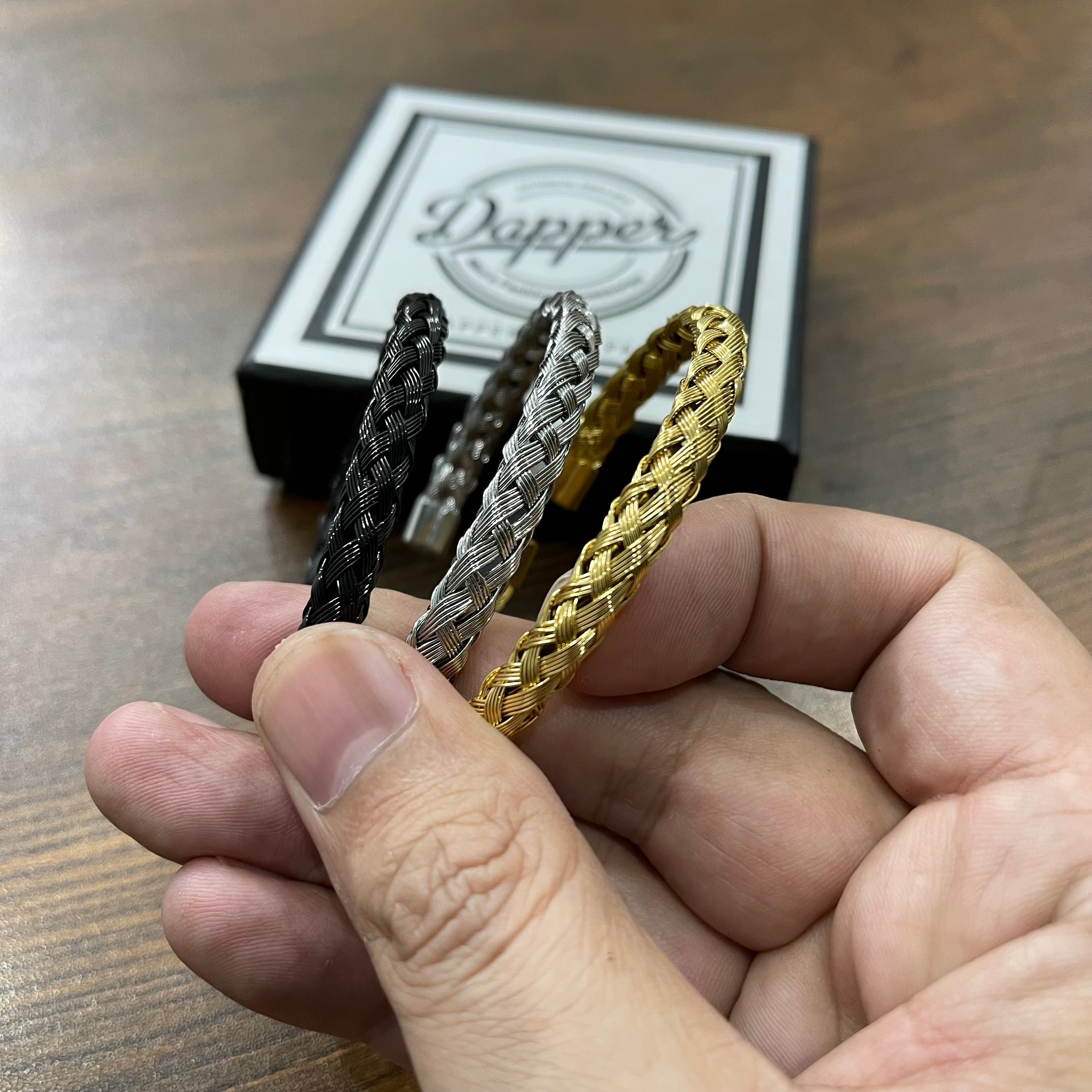 Golden Braided Bangle Kara Bracelets for Men