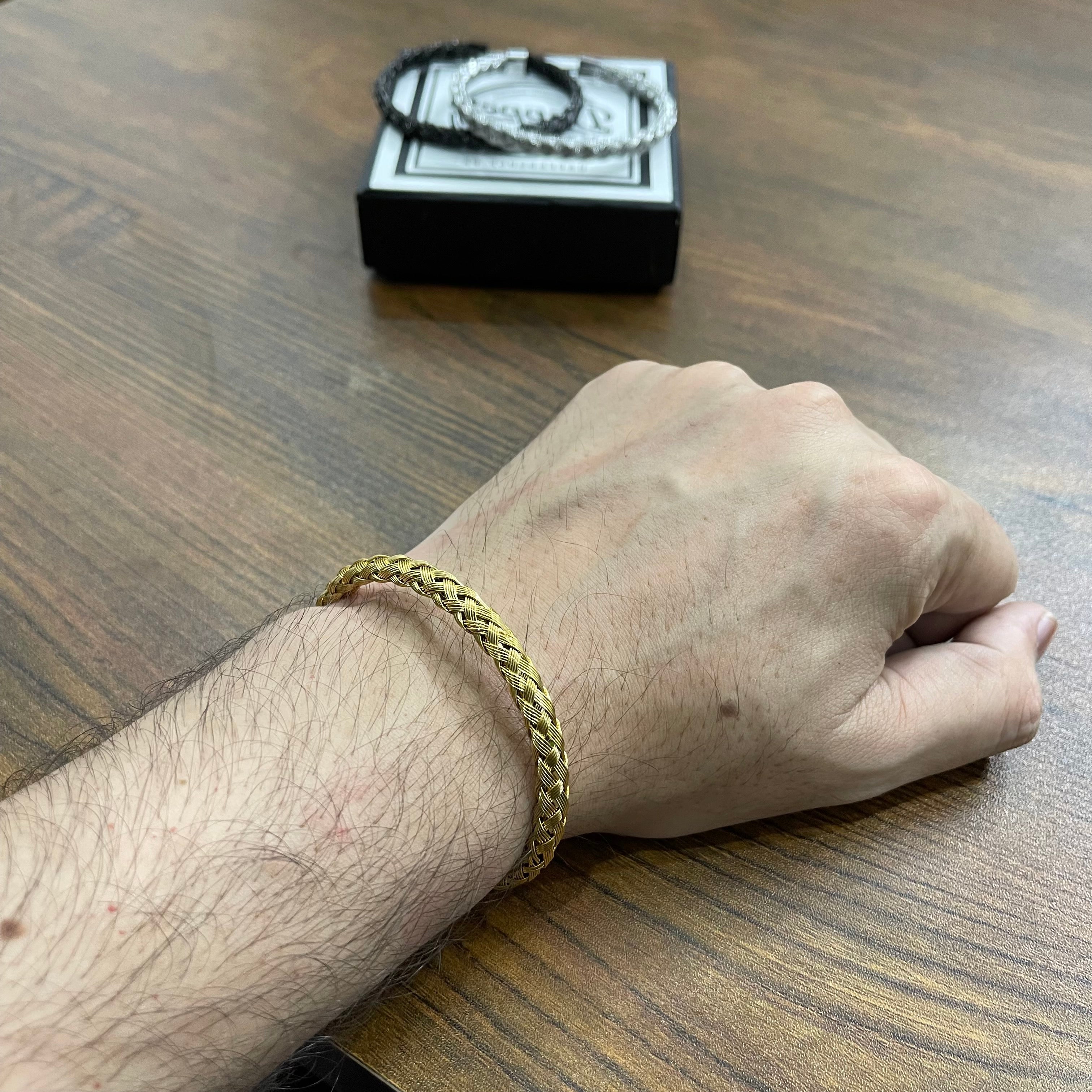 Golden Braided Bangle Kara Bracelets for Men