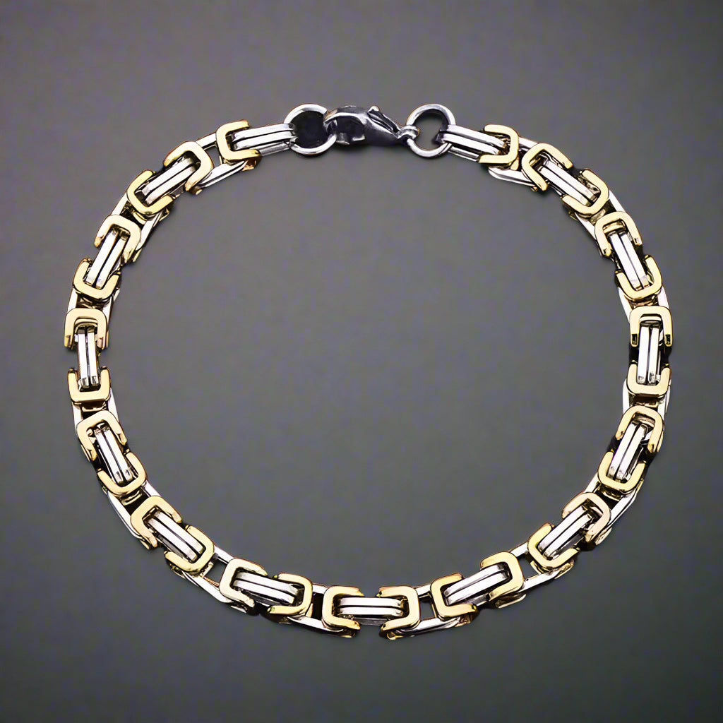 5mm Golden & Silver Byzantine Bracelet For Men