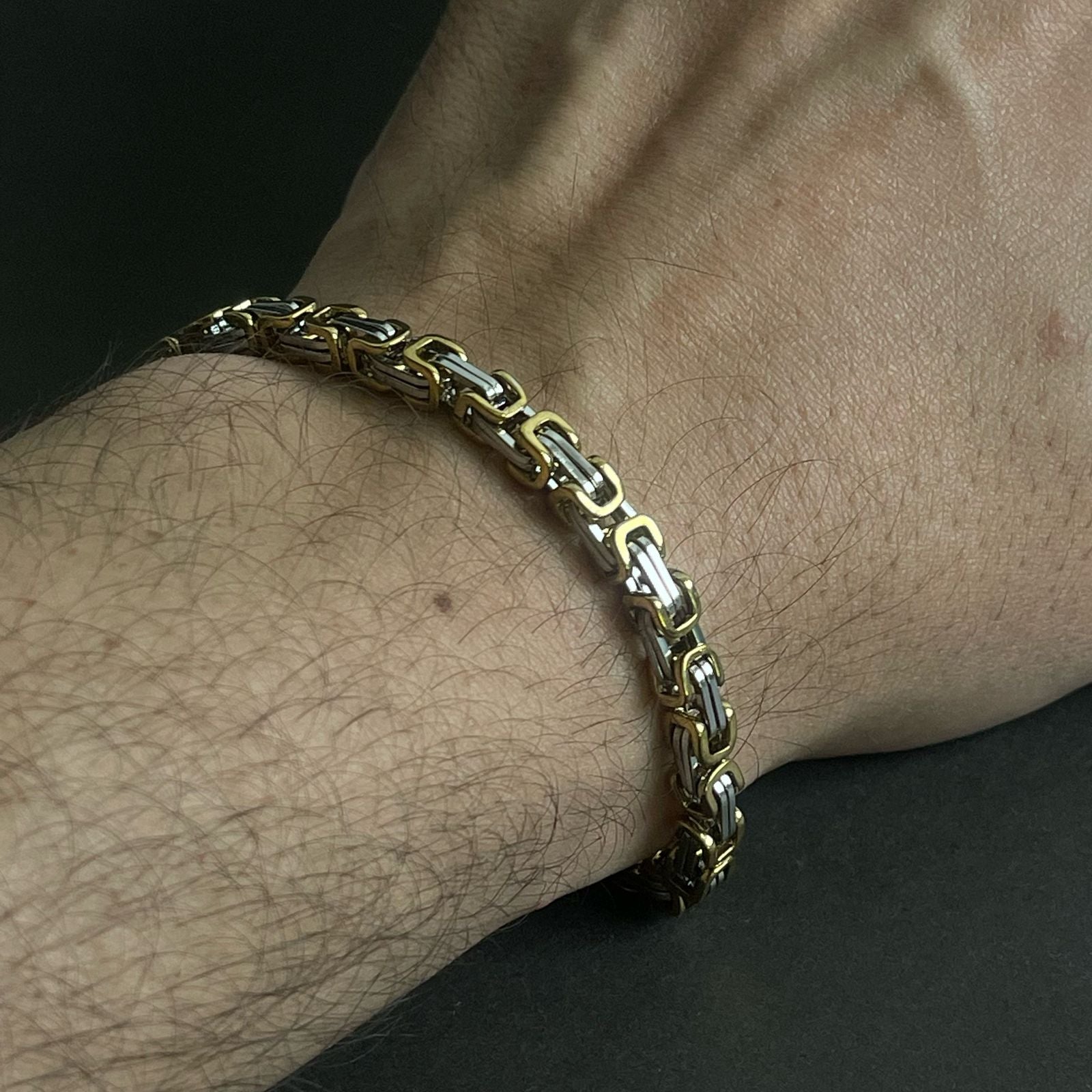 5mm Golden & Silver Byzantine Bracelet For Men